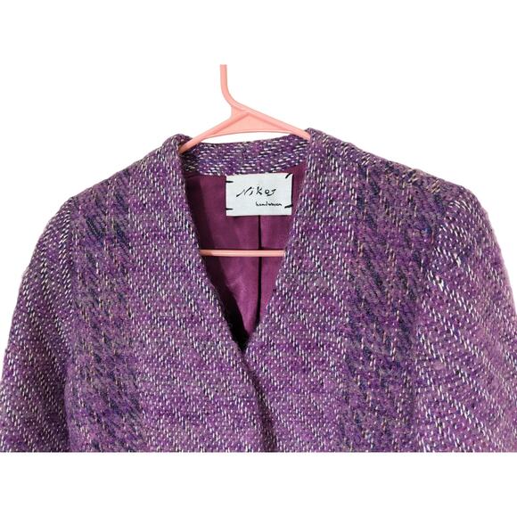 Nikos Handwoven 80s Vintage Purple Textured Woven Wool Art To Wear Blazer S - Picture 6 of 8
